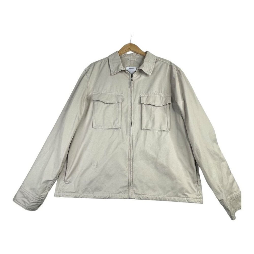 Old Navy Twill Utility Zip Jacket size XL Classic Khaki